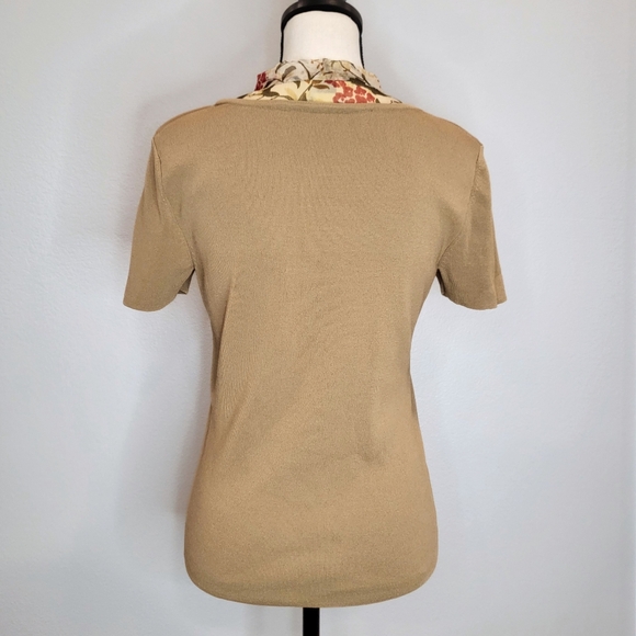 Modern Images Tan Botanical Neck-Tie Blouse - Picture 4 of 7